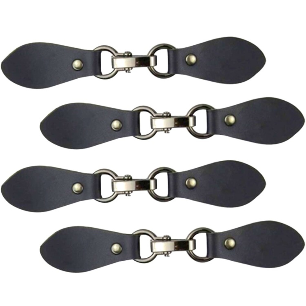 NEW Set of 8 Black Leather Tab Closure Buckle